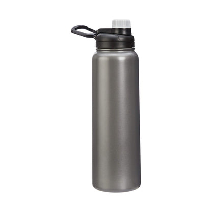 Amazon Basics Large Stainless Steel Insulated Water Bottle, Spout Lid, 30.1 ounces, Gray