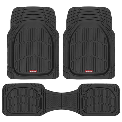 Motor Trend FlexTough Floor Mats for Cars, Black Deep Dish All-Weather Mats, Waterproof Trim-To Fit Automotive Floor Mats for Cars Trucks SUV, Universal Floor Liner Car Accessories