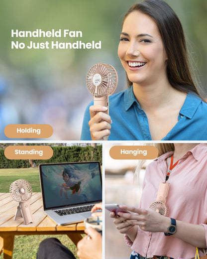 2pcs Mini Portable Folding Handheld Fans USB Rechargeable Personal Fan Neck Desktop 4-speed 3-in-1 Silent Handheld Mini Fan 6-15 hours battery life Suitable for summer travel Camping Outdoor Kids Gift