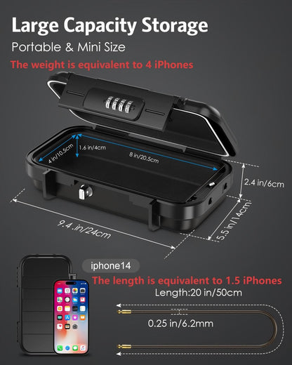 AMIR Portable Safe Box, Combination Security Case LockBox with Code, Waterproof Anti-Theft Mini Travel Safe Box with Removable Chain, Portable Lock Box for Home, Office, Christmas