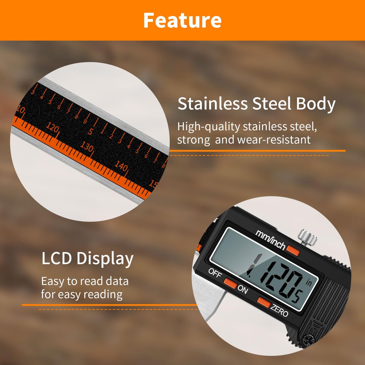 HARDELL Digital Caliper 12 Inch, Stainless Steel Caliper Measuring Tool with Large LCD Screen, Auto-Off Feature, Inch/Millimeter, Electronic Vernier Caliper for DIY, Jewelry, Parts, 3D Printing