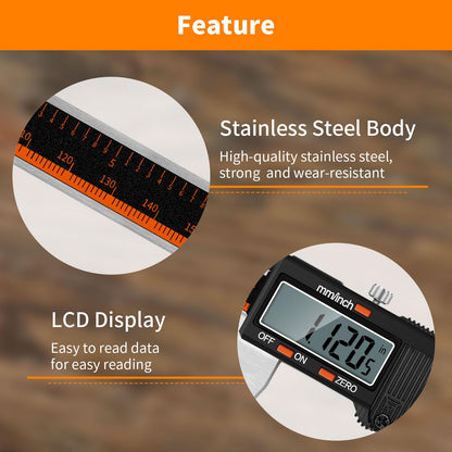 HARDELL Digital Caliper 12 Inch, Stainless Steel Caliper Measuring Tool with Large LCD Screen, Auto-Off Feature, Inch/Millimeter, Electronic Vernier Caliper for DIY, Jewelry, Parts, 3D Printing