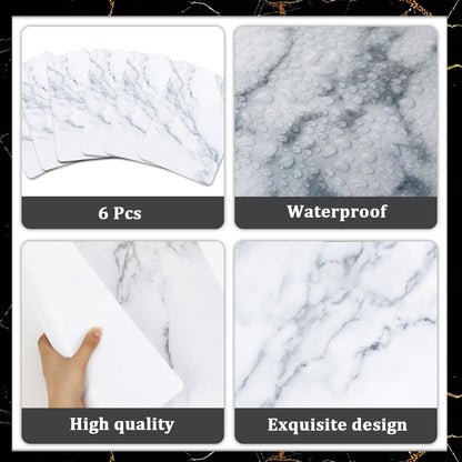 Marble Plastic Placemats Set of 6 Marbles Table Mats Marble Theme Place Mats Wipe Clean Washable Recyclable Table Placemats for Indoor Outdoor Heat Resistant Kitchen Dining