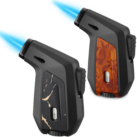 2 Pack Torch Lighter, Zoocura Single Jet Flame Butane Lighters Refillable Torch Lighter Adjustable Gas Lighter Windproof Lighters for Men BBQ Grill Camping (Fuel Not Included)