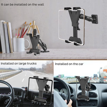 OHLPRO Heavy Duty Drill Base Tablet Holder Car Mount Dashboard for iPad/iPad mini Samsung Galaxy (All 7" - 11.5") Tablets, ipad Mount for Desks,Cars, Great for Wall, Truck, Commercial Vehicles Dash