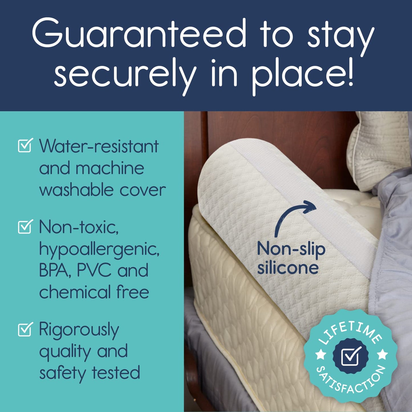 hiccapop [1-Pack] Toddler Bed Rail Bumper, Bed Bumper for Toddlers, Kids Foam Safety Bed Guard Rail for Toddlers, Bed Side Rail for Twin, Queen, King