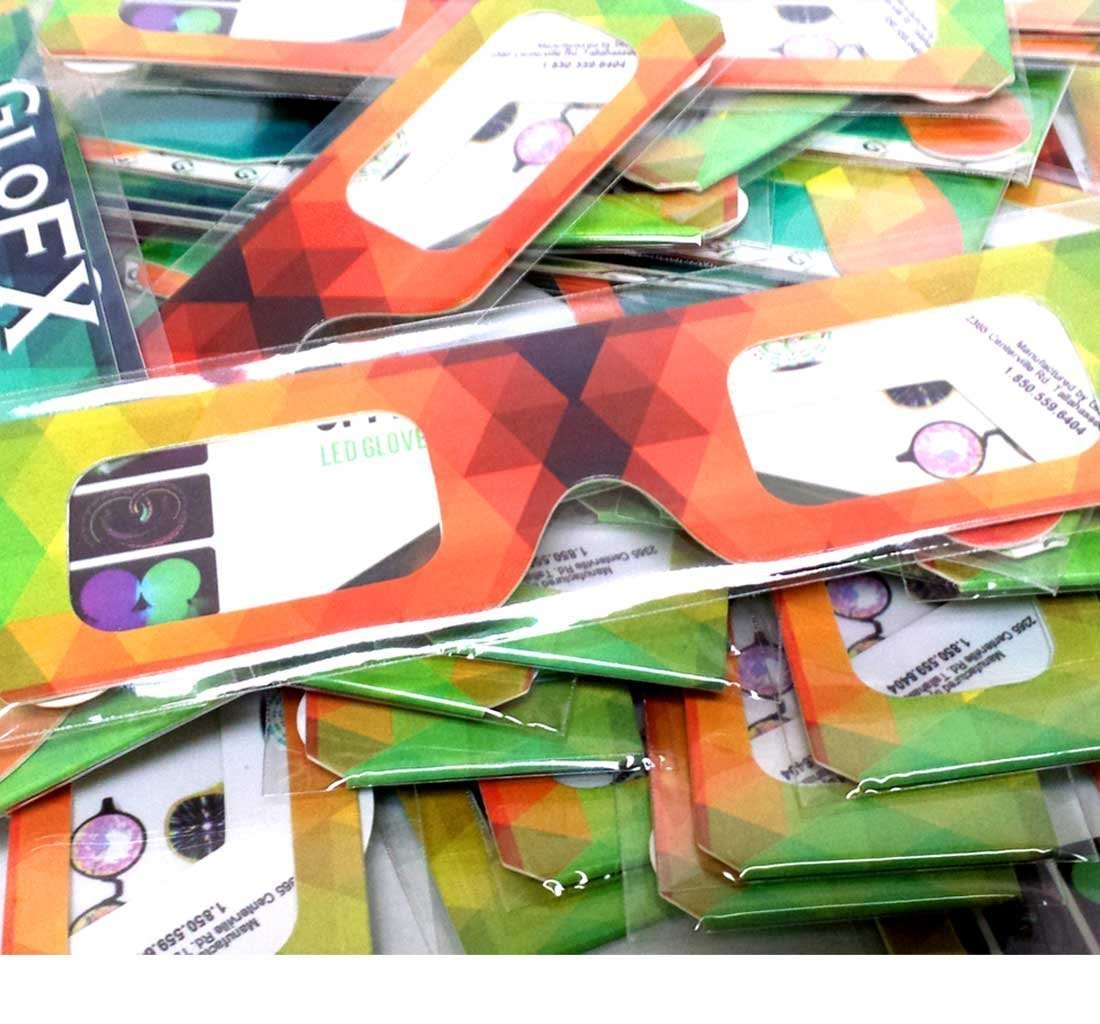 GloFX Paper Cardboard Diffraction Glasses – Geometric Rainbow (10 Pack)