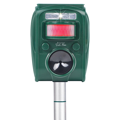 Lulu Home 2 Packs Ultrasonic Animal Repeller, Weatherproof Solar Powered Rodent Repeller with Motion Activated Flashing LED Light, Repel Dogs, Cat, Squirrels, Raccoon, Rabbit, Fox & More