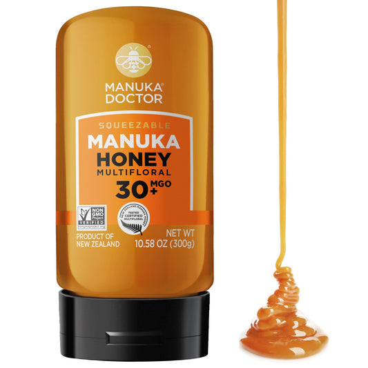 MANUKA DOCTOR - MGO 30+ SQUEEZY Manuka Honey Multifloral, 100% Pure New Zealand Honey. Certified. Guaranteed. RAW. Non-GMO (10.58 oz)