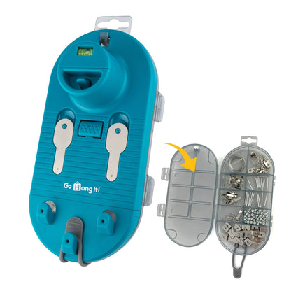 Go Hang It! Pro, All-in-One Picture Hanging Kit - Picture Leveling and Hanging Tool - Hang Sawtooth/Wire Hangers - Wall Hanging Kit and Level Tool - Hardware Case with 85-Piece Hanging Essentials