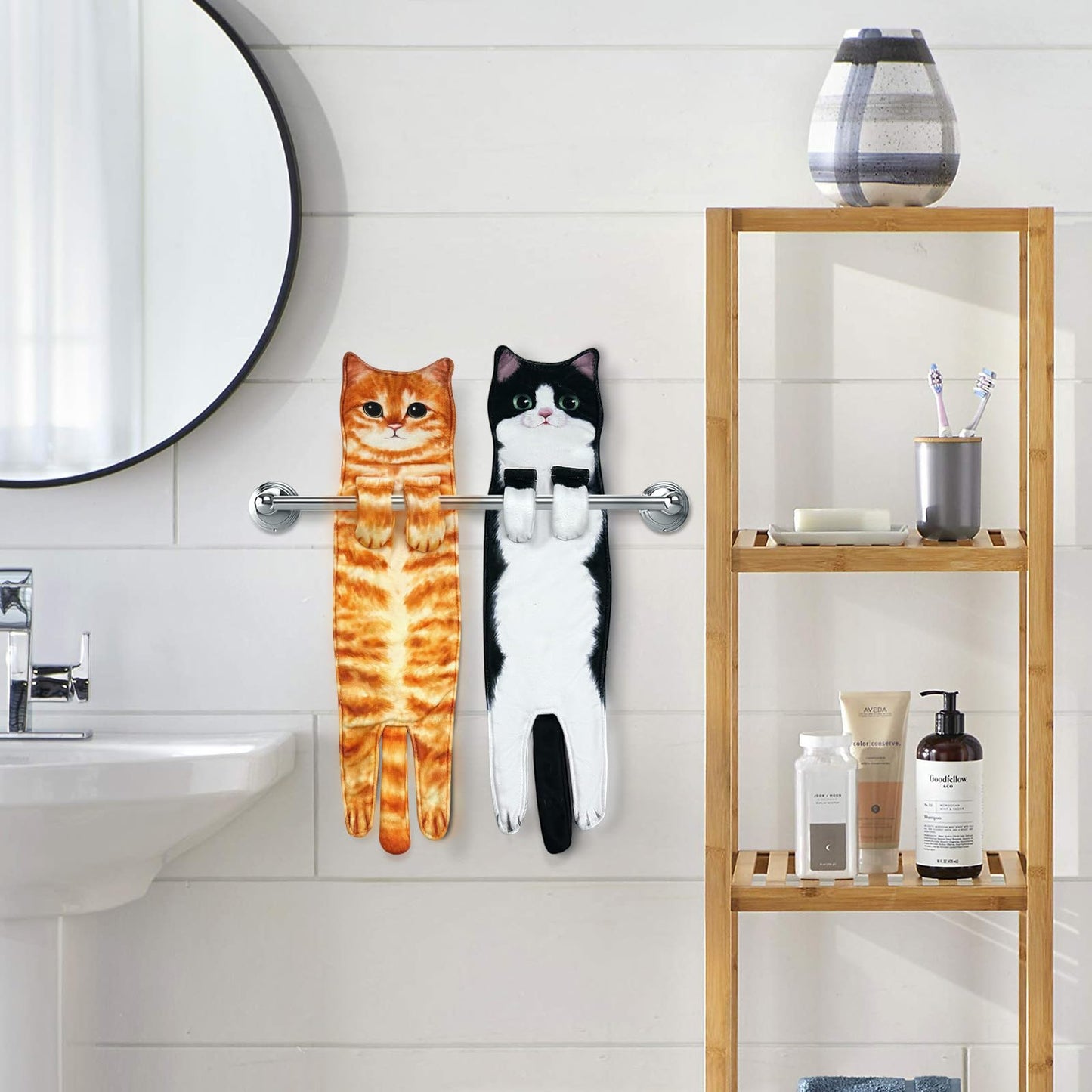 PAT JUUMG Funny Cat Hand Towels for Bathroom Kitchen Decor Towel,Cute Decorative Hanging Face Towels,Super Absorbent Soft, Housewarming Gift,Cat Lovers Gifts for Women (Tuxedo Cat)