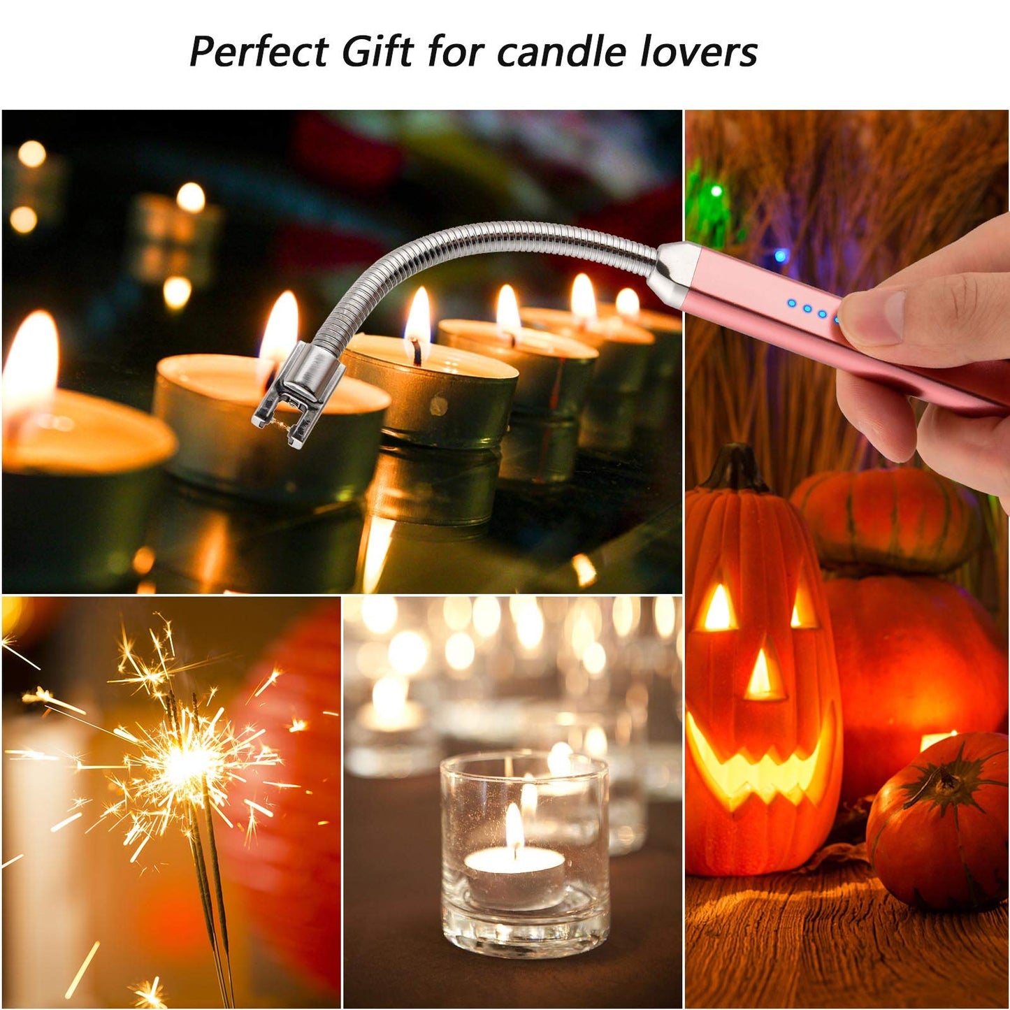 MEIRUBY Electric Candle Lighter Birthday Father‘s Day Gifts for Mom from Daughter Son, USB Arc Rechargeable Windproof Long Lighter for Candle, Gift for Mom Women Men Wife Sister