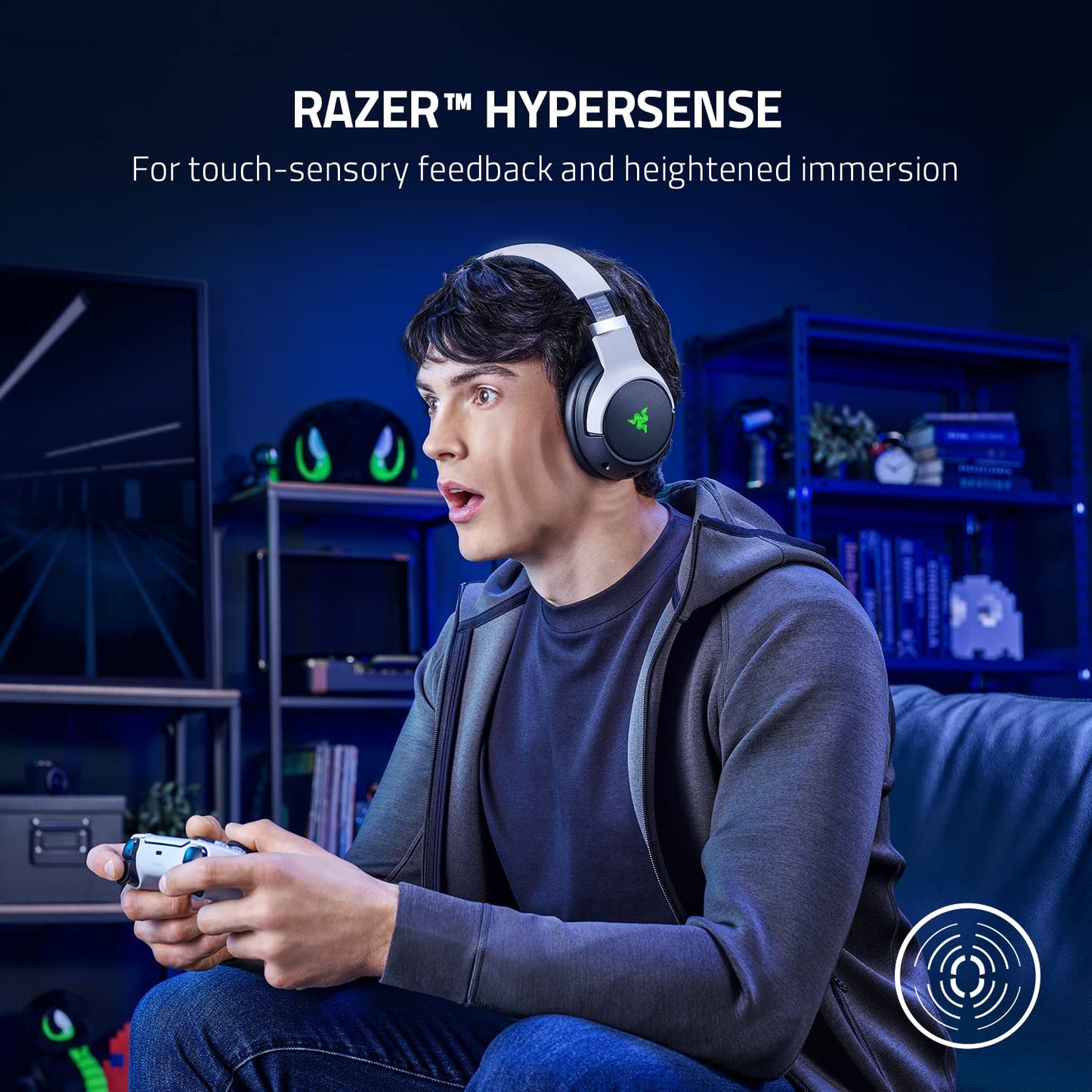 Razer Kaira Pro Dual Wireless Gaming Headset w/Haptics for PlayStation 5 / PS5, PC, Mobile, PS4: HyperSense - Triforce 50mm Drivers - Detachable Mic - 2.4GHz and Bluetooth w/SmartSwitch - RGB Chroma