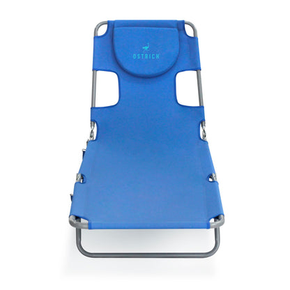 Ostrich Beach Lounge Chair, Folding & Reclining Outdoor Chaise Lounger, Blue - Portable Adjustable Recliner Chair for Lawn, Pool, Patio, Garden, and Yard