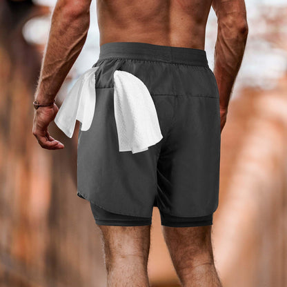 NIMOJIRO Men's 2 in 1 Running Shorts Workout Athletic Shorts Outdoor Sports with Liner Lightweight Training Yoga Gym Shorts with Phone Pockets