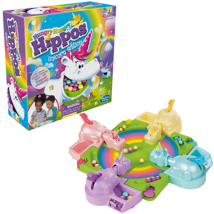 Hasbro Gaming Hungry Hippos Unicorn Edition Pre-School Board Game for Kids Ages 4 and Up; 2-4 Players (Amazon Exclusive)