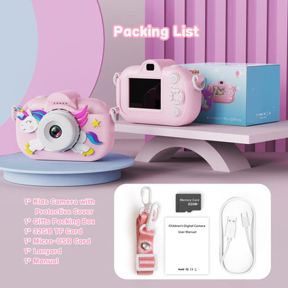 Kids Camera for Girls, 3-12 Year Old Girl Toys Christmas Birthday Gifts, 32MP HD Dual Lens Toddler Camera for Kids, 1080P Video Kids Digital Camera, Kid Camera Toys with 32GB TF Card