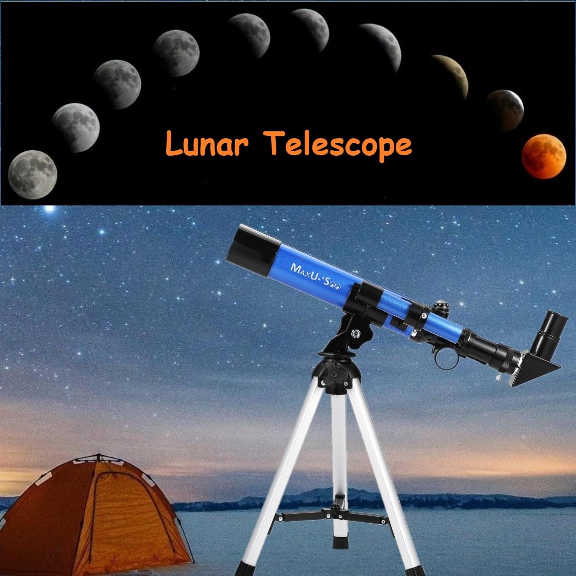 MaxUSee Kids Telescope 400x40mm with Tripod & Finder Scope, Portable Telescope for Kids & Beginners, Travel Telescope with 3 Magnification Eyepieces and Moon Mirror