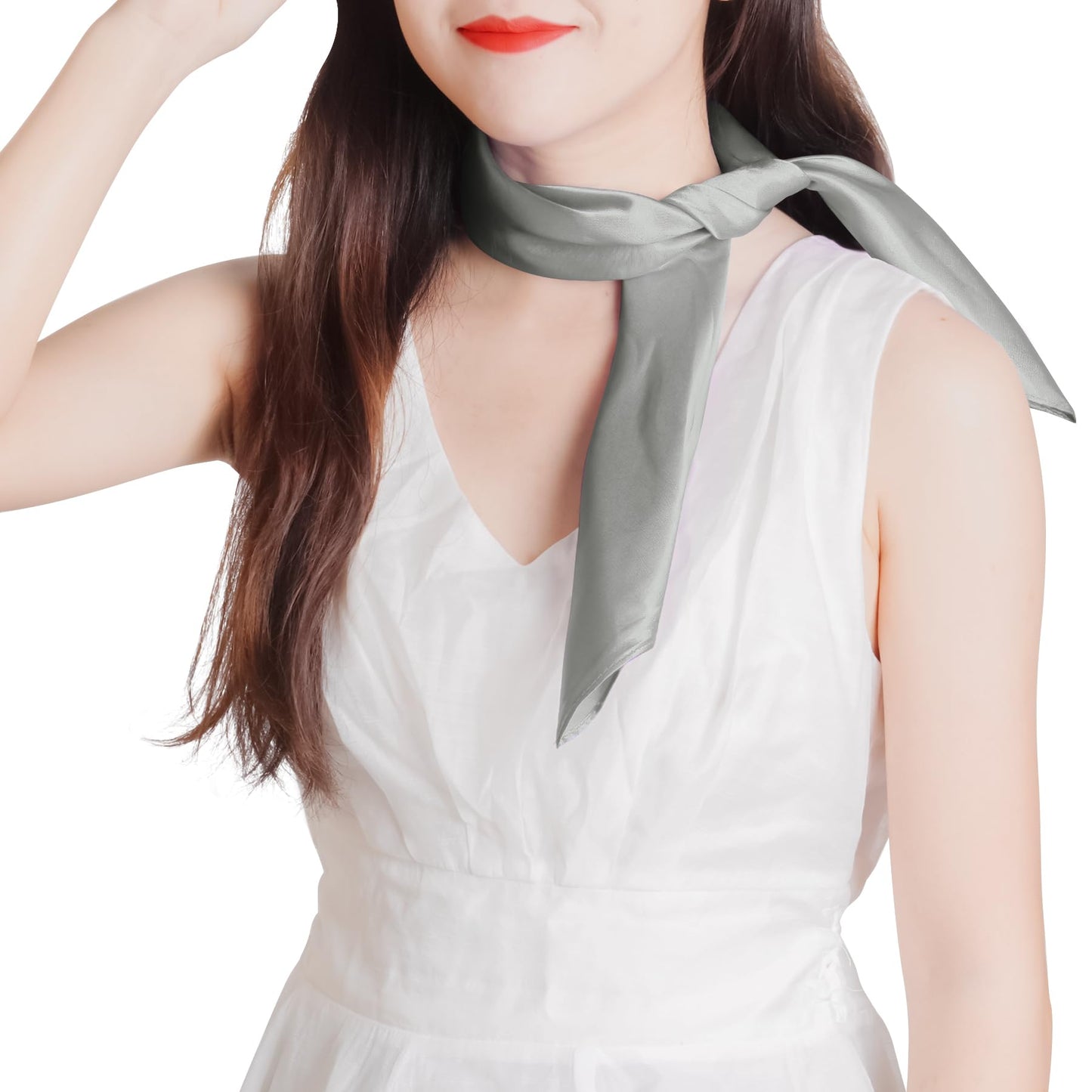 Pistha Chiffon Scarf Square Ribbon Neck Scarf Satin Scarf Handkerchief for Halloween Retro Women Girls Costume Accessory
