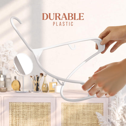 Plastic Hangers 50 Pack White - Clothes Hangers - Makes The Perfect Coat Hanger and General Space Saving Clothes Hangers for Closet - Percheros Ganchos para Colgar Ropa Hangars