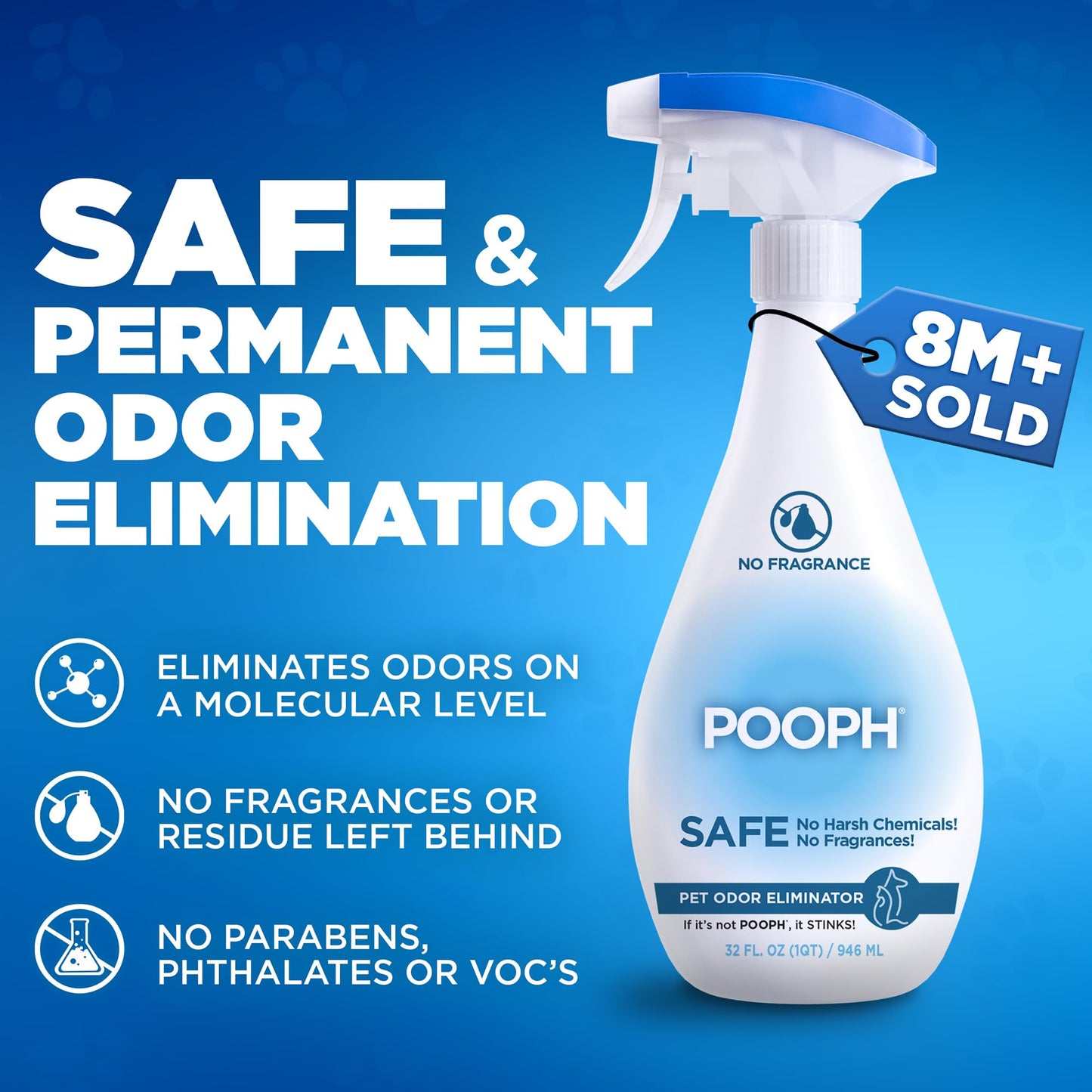 Pooph Pet Odor Eliminator, 32oz Spray, 2-Pack - Dismantles Odors on a Molecular Basis, Dogs, Cats, Freshener, Eliminator, Urine, Poop, Pee, Deodorizer, Natures, Puppy, Fresh, Clean, Furniture, Potty