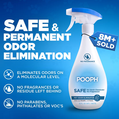 Pooph Pet Odor Eliminator, 32oz Spray, 2-Pack - Dismantles Odors on a Molecular Basis, Dogs, Cats, Freshener, Eliminator, Urine, Poop, Pee, Deodorizer, Natures, Puppy, Fresh, Clean, Furniture, Potty