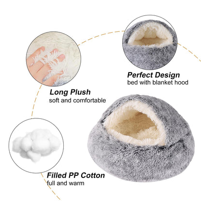 Hooded Dog Bed for Small Dogs, Nest Dog Beds, Washable Cute Cat Cave Bed, Cozy Nook Pet Bed for Dogs or Cats, Anti-Slip Puppy Bed Fits up to 22 lbs Pets(Grey, 20" x 20")