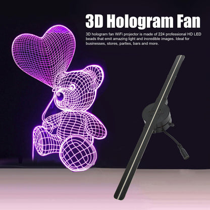 3D Hologram Fan, 16.5in 3D Hologram Projector Advertising Display With 224 LED Light Beads Holographic Video Projector for Business Store Signs, Bar, Casino, Party, Christmas