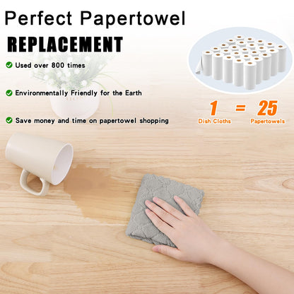 Homaxy 12 Pack Kitchen Dish Cloths (10 x 10 Inches, Grey), Super Soft and Absorbent Coral Velvet Dish Towels, Nonstick Oil Fast Drying Microfiber Cleaning Cloth, No Lint Household Dishcloths