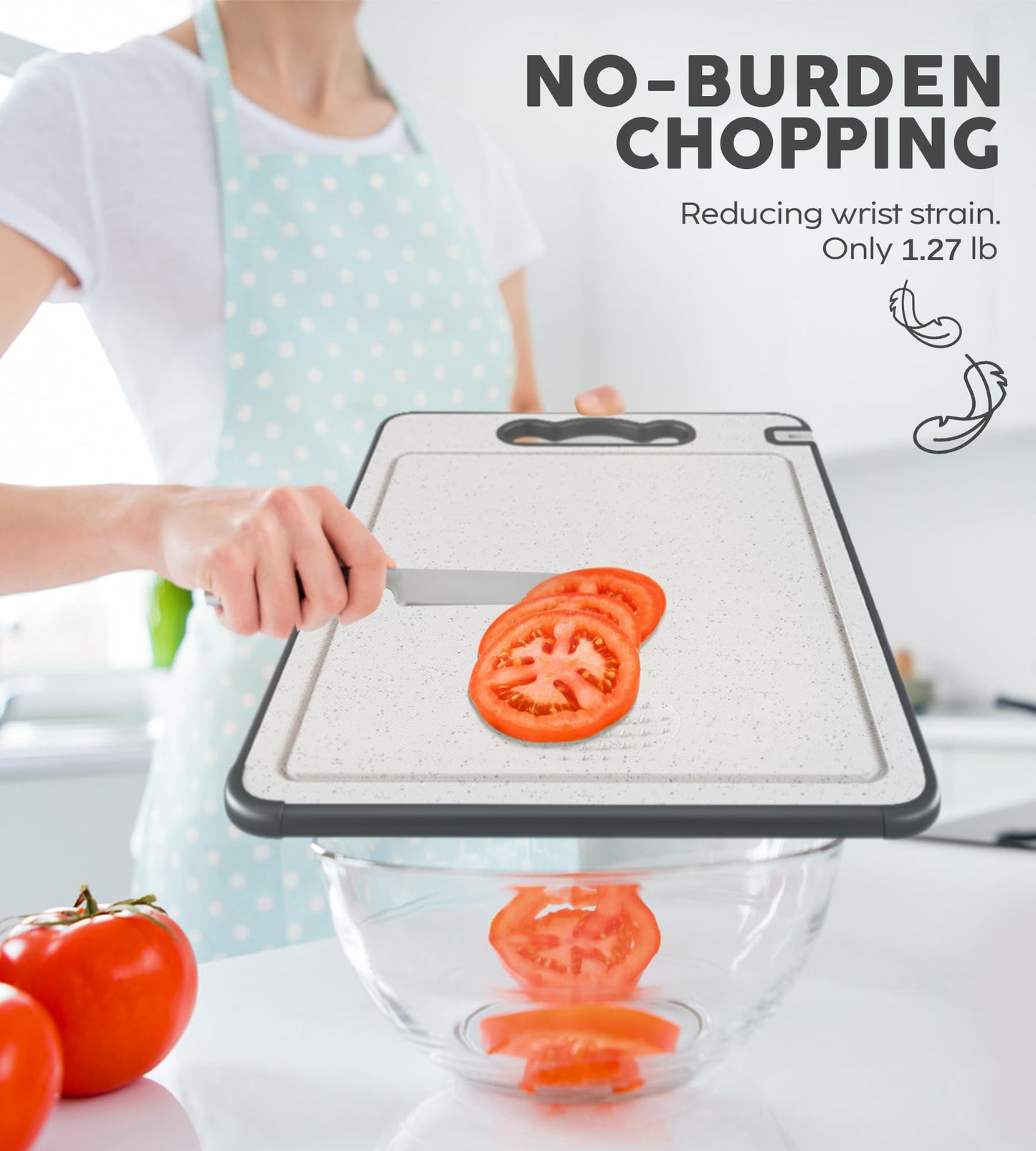 LOZOVIN Double Sided 304 Stainless Steel & Wheat Straw Cutting Board, 14.4"*9.8" Non Toxic Chopping Board, Separately Handle Meat and Vegetables, Dishwasher Safe, Scratch Resistant Mesh Design