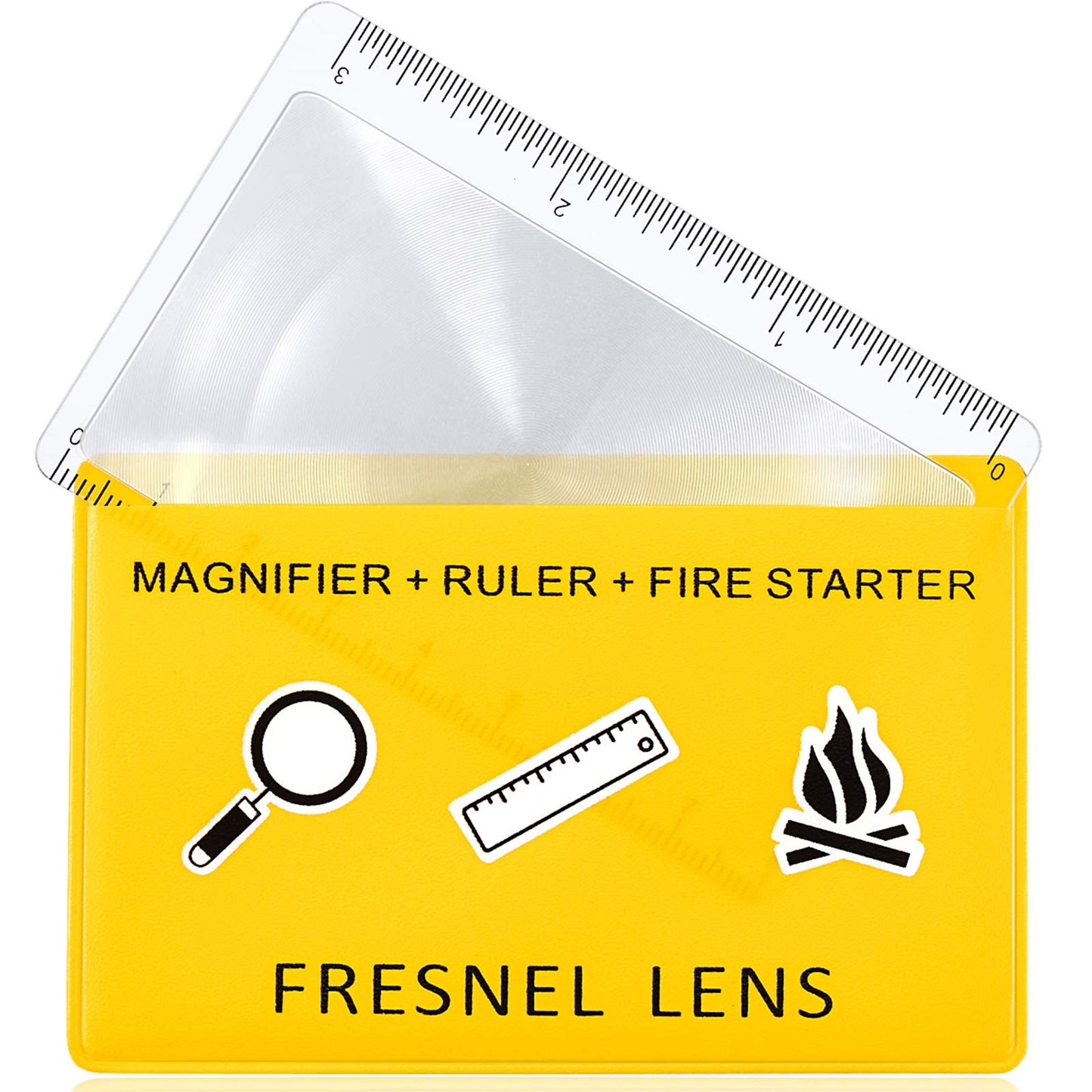 Frienda 20 Pieces Pocket Magnifying Glass Fresnel Lens Credit Card Pocket Magnifier Plastic Ruler Starting Solar Fire Emergency Bushcraft Outdoor Survival Leisure for Classroom Home Office