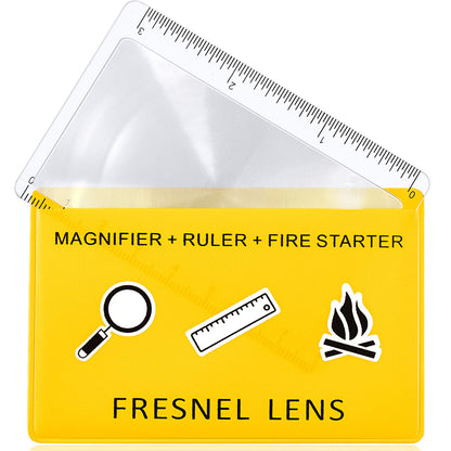 Frienda 20 Pieces Pocket Magnifying Glass Fresnel Lens Credit Card Pocket Magnifier Plastic Ruler Starting Solar Fire Emergency Bushcraft Outdoor Survival Leisure for Classroom Home Office