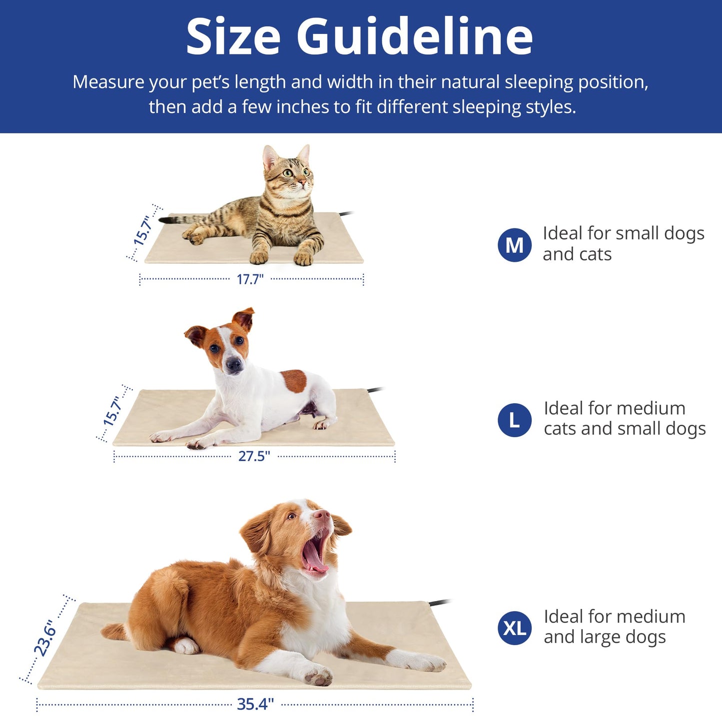 NICREW Dog Heating Pad, Temperature Adjustable Heated Dog Bed with Auto Shut Off Timer, Indoor Pet Heated Bed Mat for Cats and Dogs, 27.5 x 15.7 Inches, 75W (max)