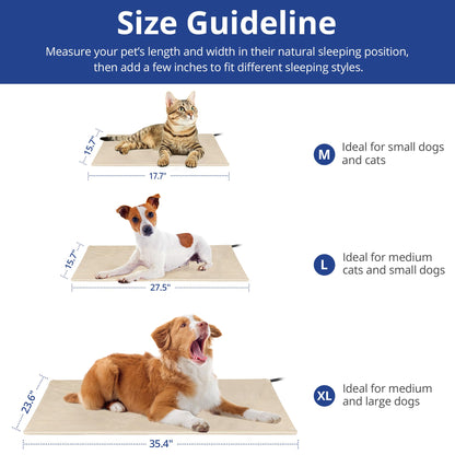NICREW Dog Heating Pad, Temperature Adjustable Heated Dog Bed with Auto Shut Off Timer, Indoor Pet Heated Bed Mat for Cats and Dogs, 27.5 x 15.7 Inches, 75W (max)