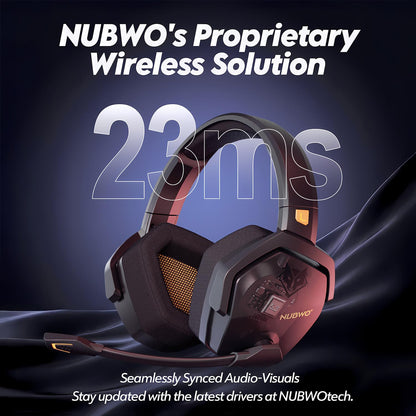 NUBWO G06 Dual Wireless Gaming Headset with Microphone for PS5, PS4, PC - 23ms Low Latency Audio - 100-Hour of Playtime - 50mm Drivers (Black-Orange)