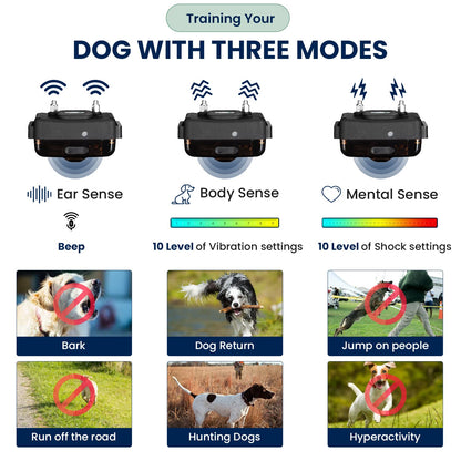 My Pet Command 1.25 Mile (6600 Ft) Dog Training Extra Collar Safe Dog Shock Collar Shock, Vibrate, Tone and Flashing Beacon Lights Waterproof Rechargeable Dog Hunting add Up to 3 Collars