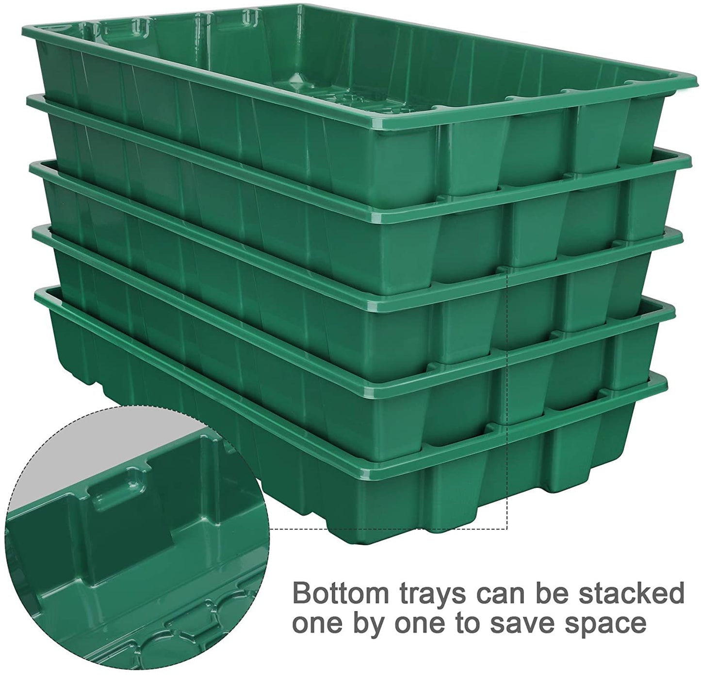 MIXC Seedling Trays Seed Starter Tray, 5-Pack Mini Propagator Plant Greenhouse Grow Kit with Humidity Vented Domes and Base for Seeds' Starting (40 Cells Per Tray, Total 200 Cells), Green