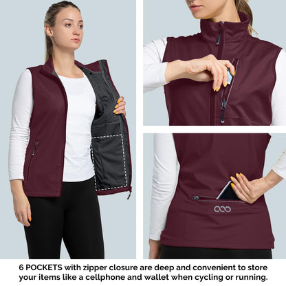 33,000ft Women's Lightweight Running Vest Outerwear with Pockets, Windproof Sleeveless Jacket for Golf Hiking Travel