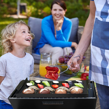 MEHE Vegetable Grill Basket,Nonstick Grill Pan 14.6 "x11.4 Thicken Grilling Topper BBQ Accessory for Grilling Veggie, Fish, Shrimp, Meat, Camping Cookware (No Hand)