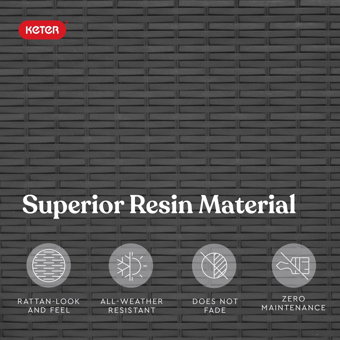 Keter Rio 3 Piece Resin Wicker Patio Furniture Set with Side Table and Outdoor Chairs for Front Porch and Backyard Decor, Dark Grey