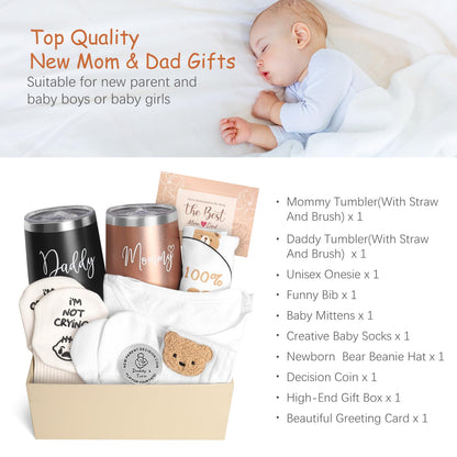 New Mom Gifts for Women, Top Pregnancy Gifts for New Parents Gender Reveal Gifts with Mom and Dad Tumbler Set for First Time Moms, Expecting Parents to Be, Gender Reveal, Baby Shower…