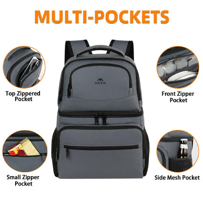 MATEIN Cooler Backpack, 26 Cans Insulated Lunch Backpack for Men Women, Leakproof Double Layer Lunch Cooler Bag Lightweight Soft Lunch Backpack with Cooler Compartment, Beach Camping Hiking Beer Gifts