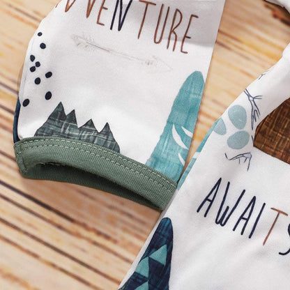 AMAWMW Newborn Baby Boys Girls Cartoon Sleeper Gown Long Sleeve Mountain Nightgown Hat Outfits (Cartoon Mountain, 0-6 Months)