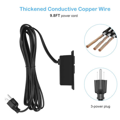 Recessed Power Strip, Black Desktop Power Grommet Socket with Furniture, 2 AC Outlets & 2 USB Ports for Conference Desk,Kitchen,Office,Home,Hotel (9.85 ft)