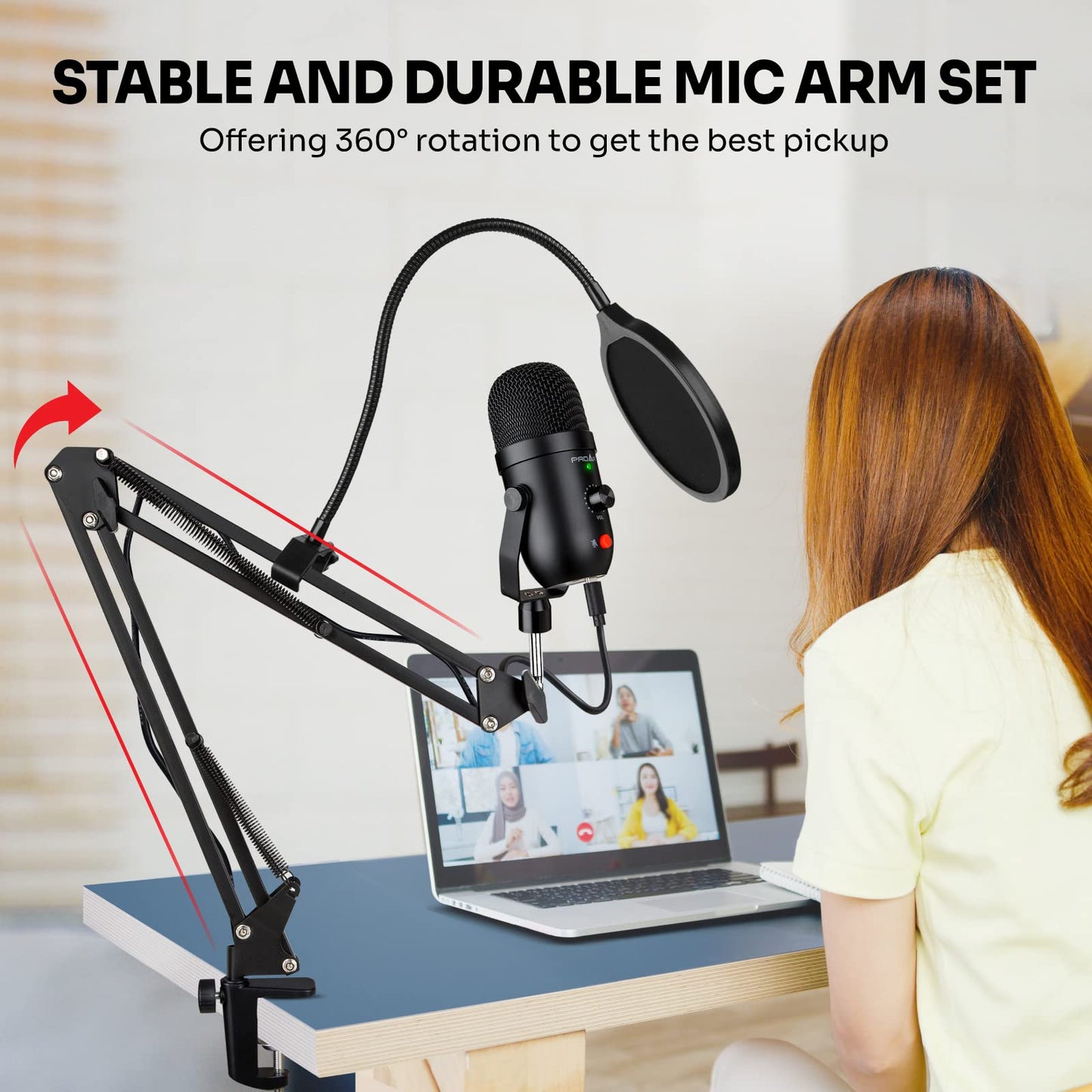 Podcast & Gaming USB Microphone Kit - Condenser Mic for Phone, Pad, PS4, Computer & Laptop (Noise Cancelling, ASMR, YouTube, Streaming)