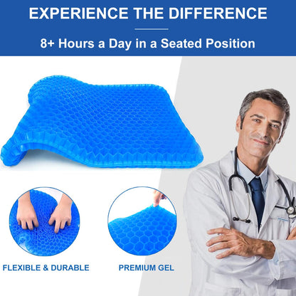 Gel Seat Cushion for Long Sitting Pressure Relief(Super Large&Thick) -Wheelchair Cushion for Pressure Sores - Coccyx,Sciatica & Tailbone Pain Relief Cushion- Non-Slip Butt Pillow for Office, Home, Car
