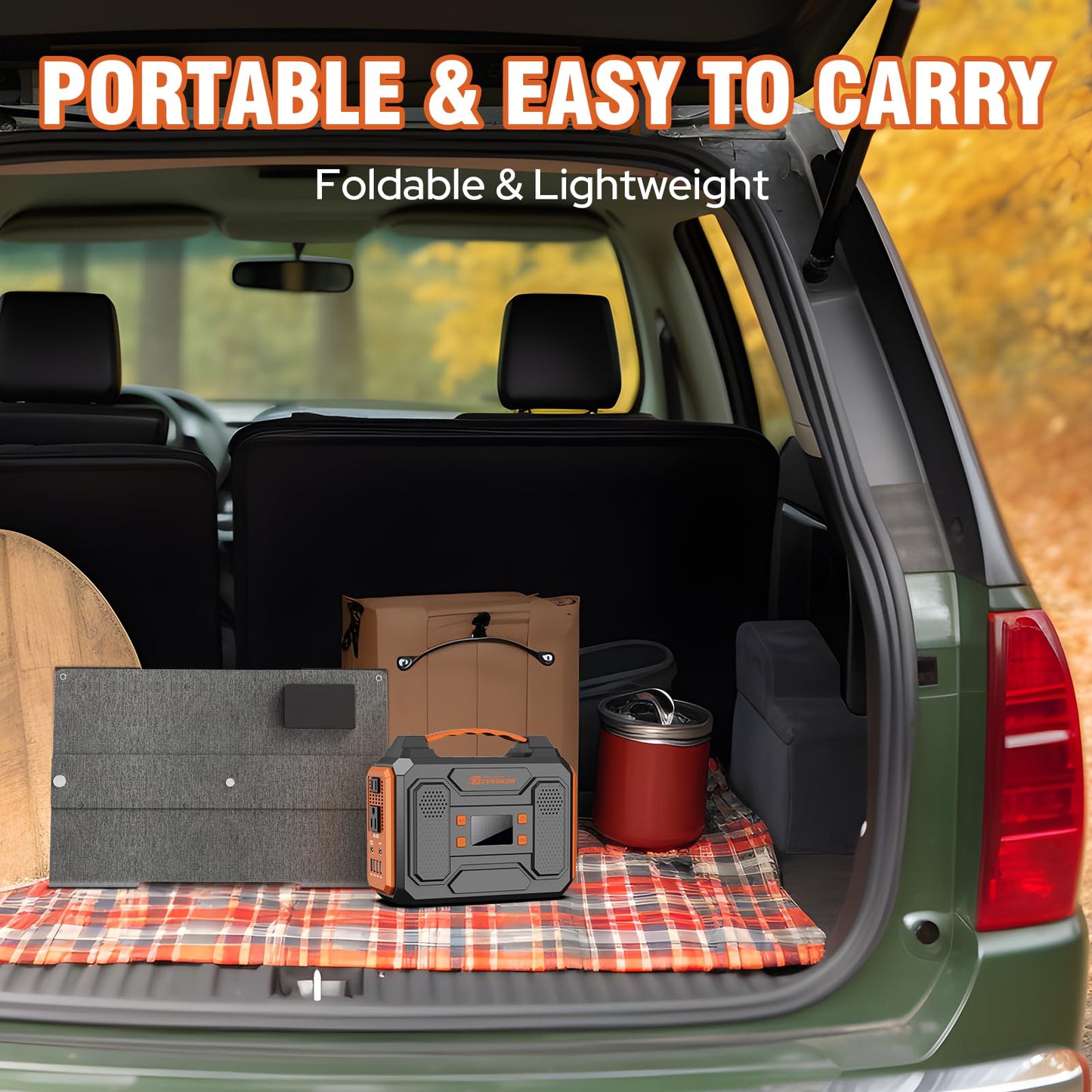 Portable Solar Panel 60W Foldable Solar Charger with DC/USB C/USB A Output DC Cable for Solar Power Station Power Bank Phone Laptop Outdoor Camping RV Road Trip