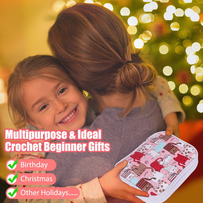 Katech Crochet Hooks Kit with Case, 85-Piece, Ergonomic Crochet Needles Weave Yarn Kits DIY Hand Knitting Art Tools for Beginners and Experienced Crochet Lovers