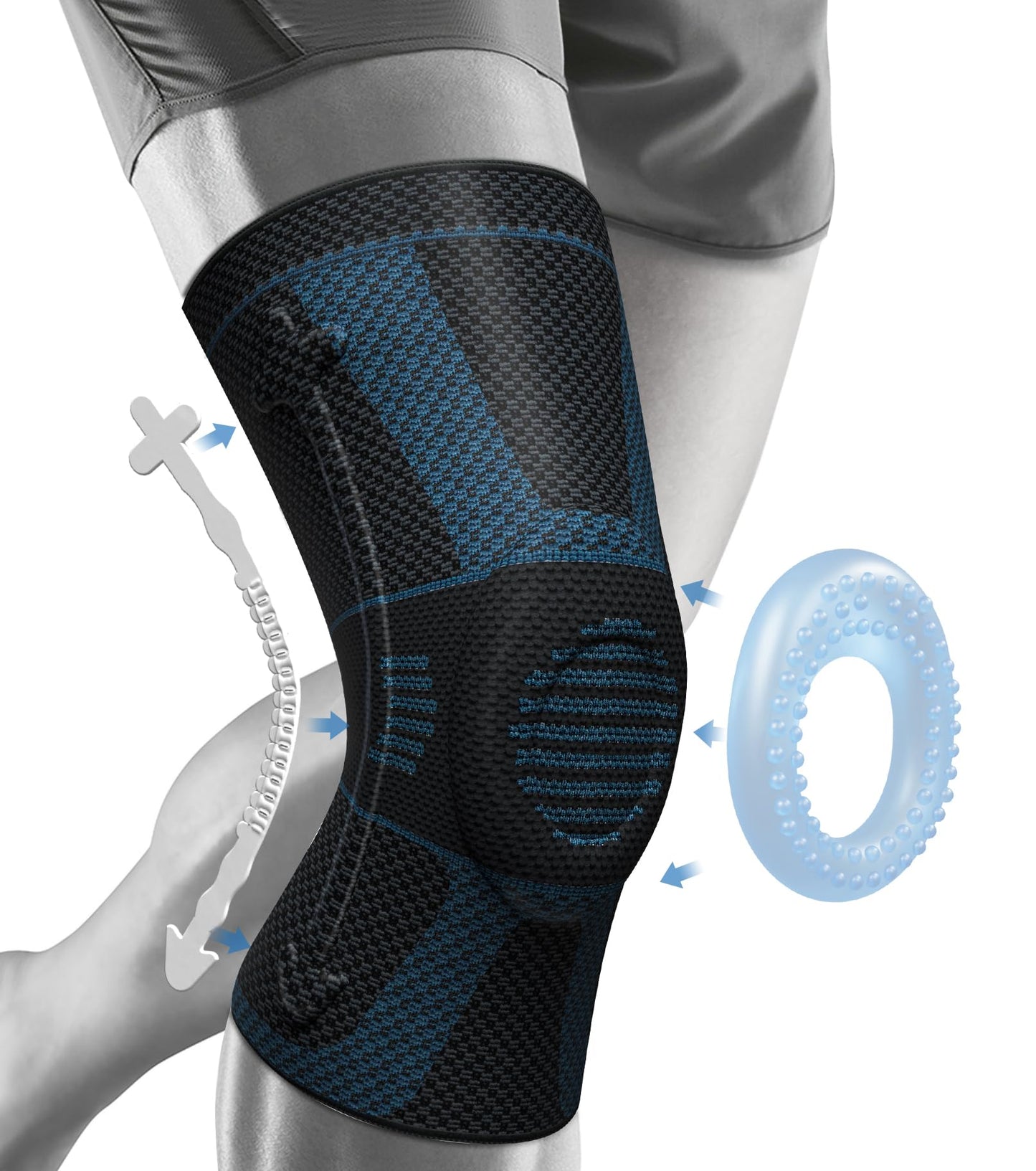 NEENCA Professional Knee Brace for Pain Relief, Medical Knee Compression Sleeve, Knee Support with Horizontal Knit Tech for Meniscus Tear, ACL, Arthritis, Joint Pain, Runner, Workout