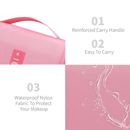 Lcsmaokin Large Capacity Toiletry Bag Travel Bag with Hanging Hook for Men and Women Waterproof Travel Cosmetic Bag Bathroom Storage Bag for Brushes Set, Full-Sized Shampoo,Accessories(Pink)